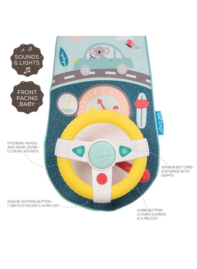 Baby Car Seat Toys for Infants with Mirror, Carseat Toys Steering Wheel with Music Lights & Driving Sounds Car Seat Toy for Babies 6 to 12 Months Develops Emotional Intelligence Senses & Motor Skills