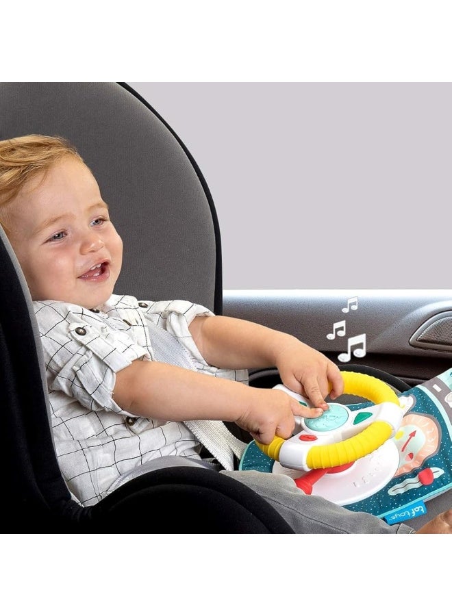 Baby Car Seat Toys for Infants with Mirror, Carseat Toys Steering Wheel with Music Lights & Driving Sounds Car Seat Toy for Babies 6 to 12 Months Develops Emotional Intelligence Senses & Motor Skills
