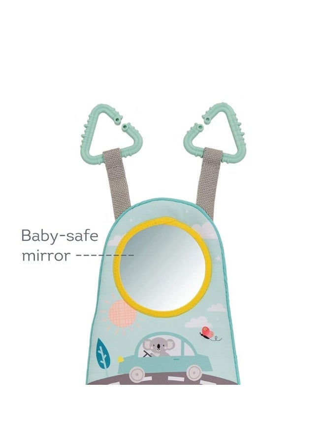 Baby Car Seat Toys for Infants with Mirror, Carseat Toys Steering Wheel with Music Lights & Driving Sounds Car Seat Toy for Babies 6 to 12 Months Develops Emotional Intelligence Senses & Motor Skills