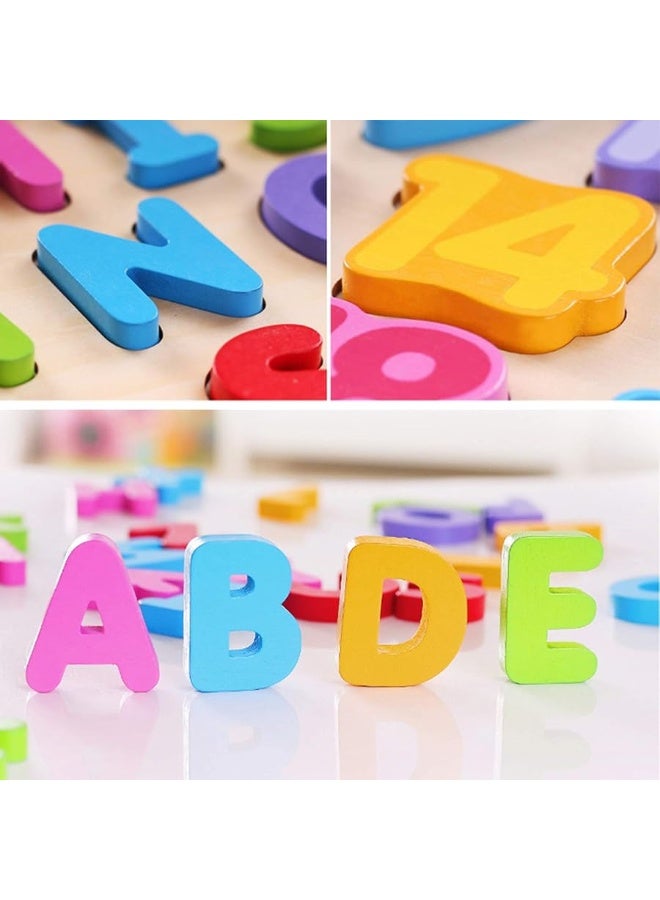 Wooden Alphabet Puzzle Toys, ABC Letter & Number Puzzle for Toddlers 18+ Months Old, Preschool Learning Toys for Kids, Educational Name Puzzle Gift for Boys and Girls (Alphabet Puzzle)