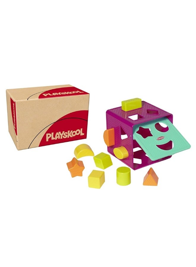 Playskool Form Fitter Shape Sorter Matching Activity Cube Toy with 9 Shapes for Toddlers and Kids 18 Months and Up (Amazon Exclusive)