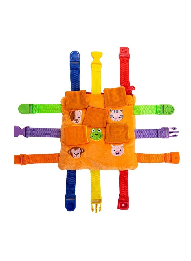 Buckle Toys - Bizzy Square - Learning Activity Game - Develop Motor Skills and Problem Solving - Occupational Therapy Toddler Travel Toy