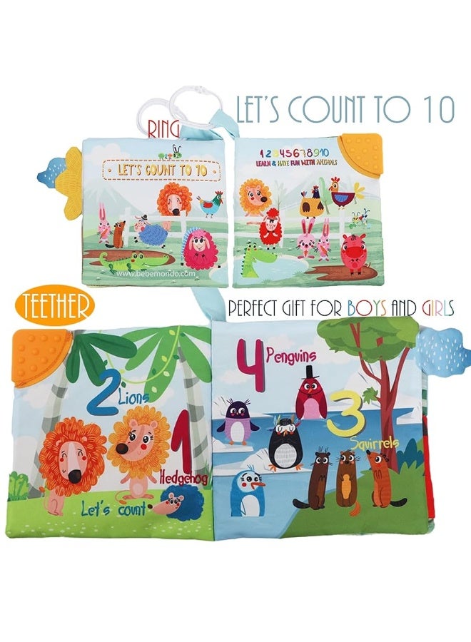 Soft Cloth Crinkle Baby Books 0-6 Months Baby Toys 6 to 12 Months Touch Feel Books for Babies Infants Toddlers 1 Year Old, Baby Boy Girl Shower Gifts Ages 1-3 Early Education Farm Toy Teether
