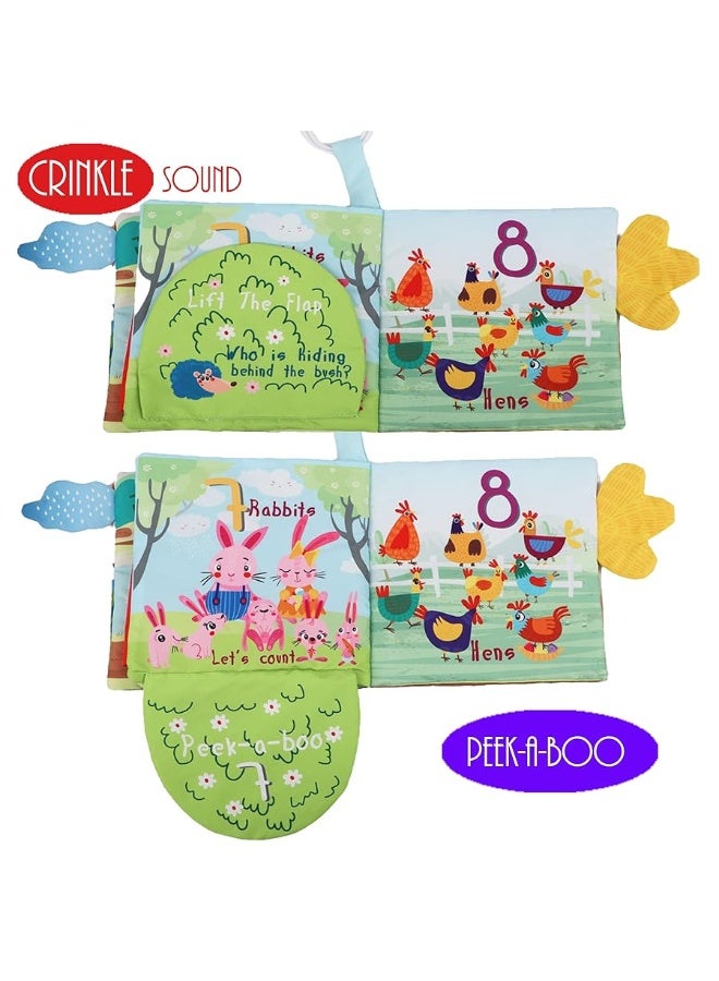Soft Cloth Crinkle Baby Books 0-6 Months Baby Toys 6 to 12 Months Touch Feel Books for Babies Infants Toddlers 1 Year Old, Baby Boy Girl Shower Gifts Ages 1-3 Early Education Farm Toy Teether