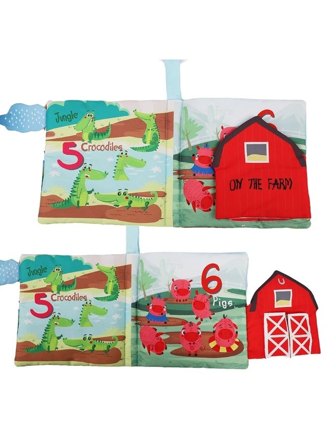 Soft Cloth Crinkle Baby Books 0-6 Months Baby Toys 6 to 12 Months Touch Feel Books for Babies Infants Toddlers 1 Year Old, Baby Boy Girl Shower Gifts Ages 1-3 Early Education Farm Toy Teether