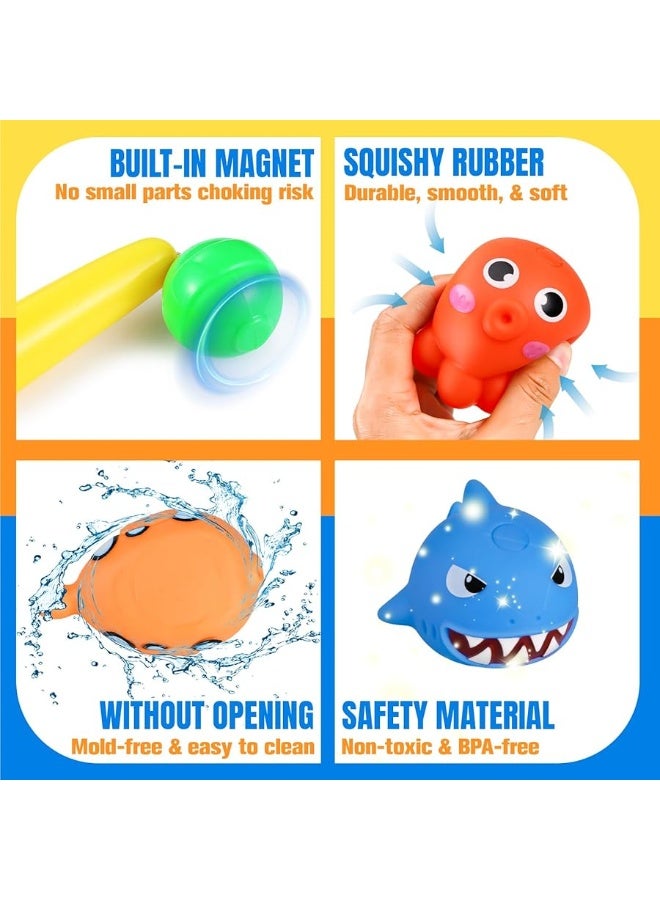 CozyBomBâ„¢ Baby Bath Toy Set | Magnetic Fishing Toy Water Table Bathtub Kiddie Party Toy Fishing Pole Rod, Mold-Free Soft Rubber Floating Fish, Toddler Bath Game Gifts Age 18 Months 3 4 5 6 Year Old
