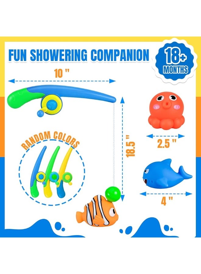 CozyBomBâ„¢ Baby Bath Toy Set | Magnetic Fishing Toy Water Table Bathtub Kiddie Party Toy Fishing Pole Rod, Mold-Free Soft Rubber Floating Fish, Toddler Bath Game Gifts Age 18 Months 3 4 5 6 Year Old