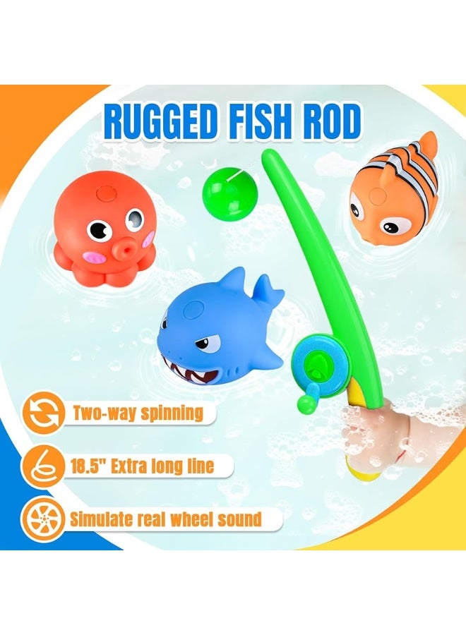CozyBomBâ„¢ Baby Bath Toy Set | Magnetic Fishing Toy Water Table Bathtub Kiddie Party Toy Fishing Pole Rod, Mold-Free Soft Rubber Floating Fish, Toddler Bath Game Gifts Age 18 Months 3 4 5 6 Year Old