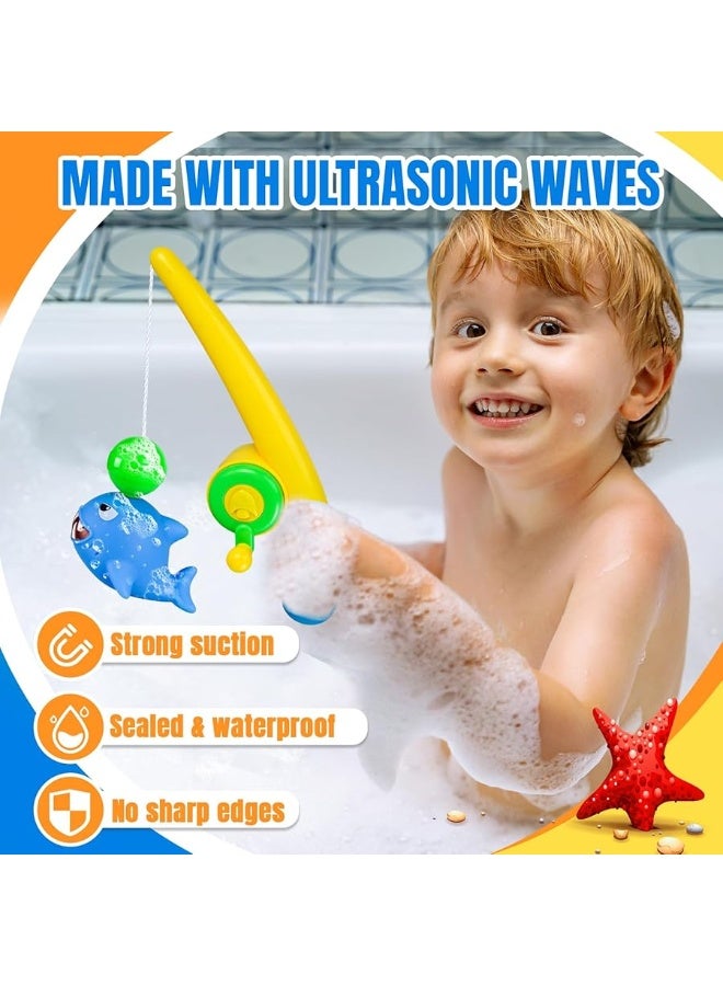CozyBomBâ„¢ Baby Bath Toy Set | Magnetic Fishing Toy Water Table Bathtub Kiddie Party Toy Fishing Pole Rod, Mold-Free Soft Rubber Floating Fish, Toddler Bath Game Gifts Age 18 Months 3 4 5 6 Year Old