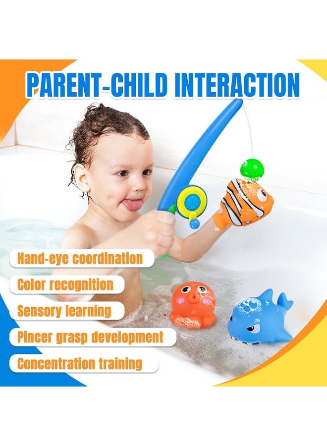 CozyBomBâ„¢ Baby Bath Toy Set | Magnetic Fishing Toy Water Table Bathtub Kiddie Party Toy Fishing Pole Rod, Mold-Free Soft Rubber Floating Fish, Toddler Bath Game Gifts Age 18 Months 3 4 5 6 Year Old