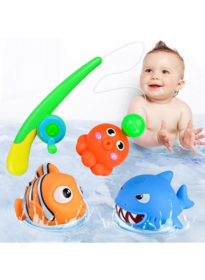 CozyBomBâ„¢ Baby Bath Toy Set | Magnetic Fishing Toy Water Table Bathtub Kiddie Party Toy Fishing Pole Rod, Mold-Free Soft Rubber Floating Fish, Toddler Bath Game Gifts Age 18 Months 3 4 5 6 Year Old