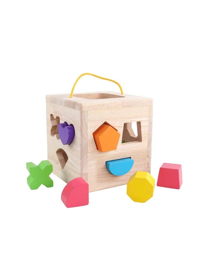 Shape Sorter Toy My First Wooden 12 Building Blocks Geometry Learning Matching Sorting Gifts Didactic Classic Toys for Toddlers Baby Kids 2 3 Years Old