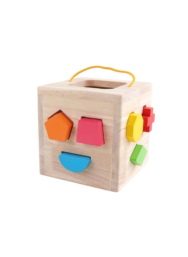 Shape Sorter Toy My First Wooden 12 Building Blocks Geometry Learning Matching Sorting Gifts Didactic Classic Toys for Toddlers Baby Kids 2 3 Years Old