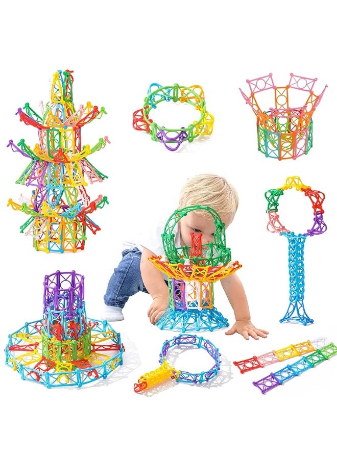 RAINBOW TOYFROG SnapNTwist Building Blocks  270 Piece Set of Flexible Interlocking Math Manipulatives  Open Ended STEM Toys for 5 to 12 Year Old Boys  Girls  Indoor Recess Games for Classroom