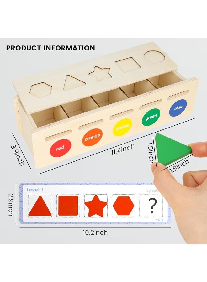 LovesTown Wooden Sorting Toys, Montessori Toys Learning Matching Box Sorting Matching Toys Learning Educational Toys for Baby Toddlers