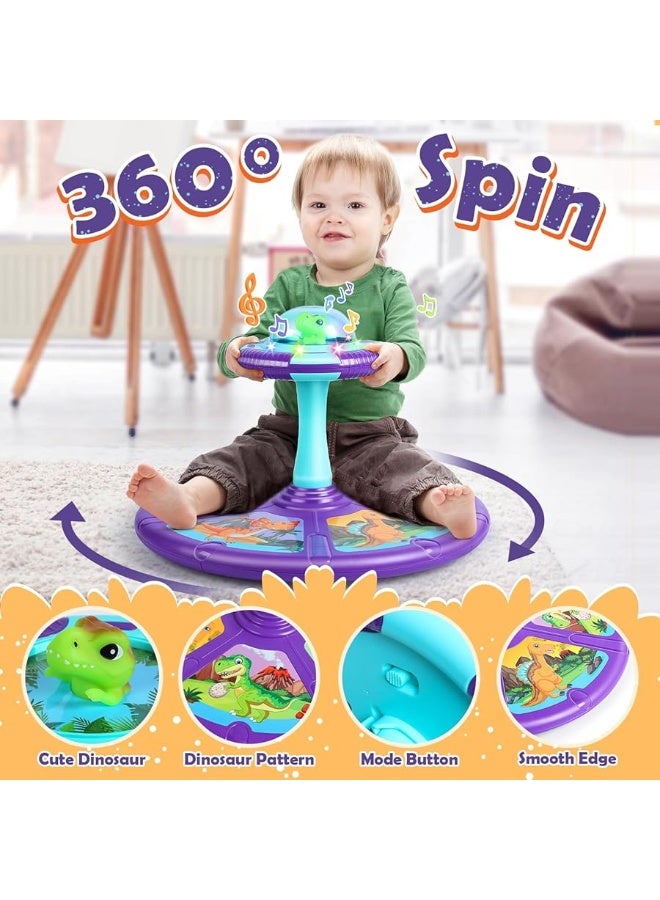 HOLYFUN Dinosaur Sit and Spin Toys for Toddlers 2-4 with Flash Light and Music, 360Â° Spinning Seat Toy, Birthday Gift for Toddlers 1-3