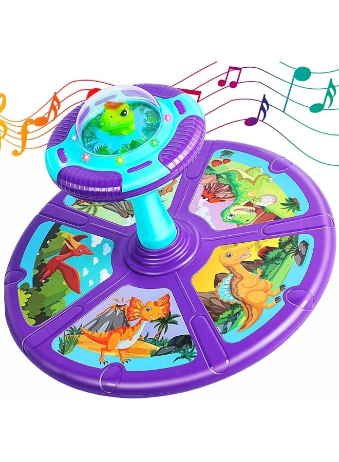 HOLYFUN Dinosaur Sit and Spin Toys for Toddlers 2-4 with Flash Light and Music, 360Â° Spinning Seat Toy, Birthday Gift for Toddlers 1-3