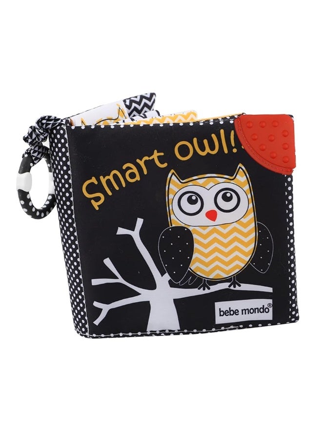 Newborn Baby Book Toys 0 3 6 Months Soft Cloth Crinkle Books for Babies,Infant Tummy Time Mirror Toys High Contrast Sensory Toys Black White 1 Year Old Stroller Toys 3-6 Months Boy Girl Gift-Owl Bee