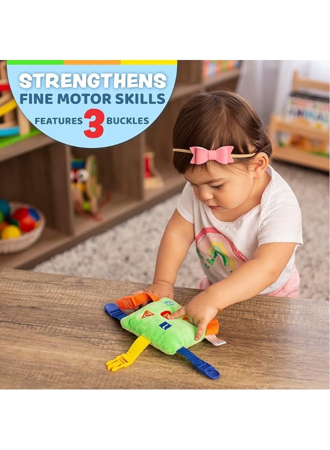 Buckle Toys - Mini Buster Square - Learning Activity Toy - Develop Fine Motor Skills - Sensory Travel Essential for Toddlers 1-3