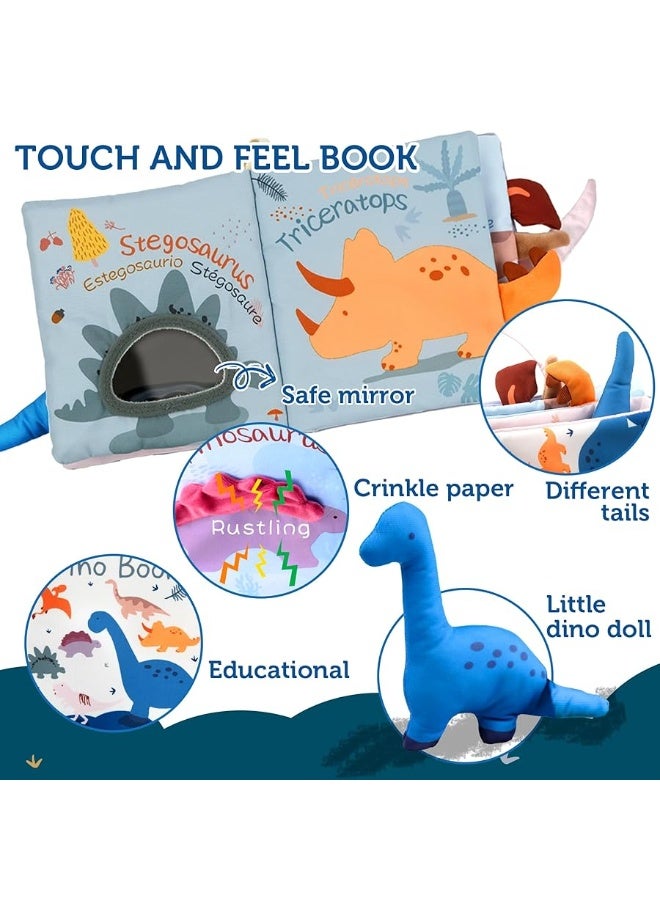 Richgv Baby Books Toys 0-6-12 Months, 3D Touch and Feel Crinkle Cloth Books for Baby Boy Shower Gift, Car Seat &Stroller Toys with Mirror, Maze & Little Dinosaur Newborn Infant Gifts Tummy Time Toys