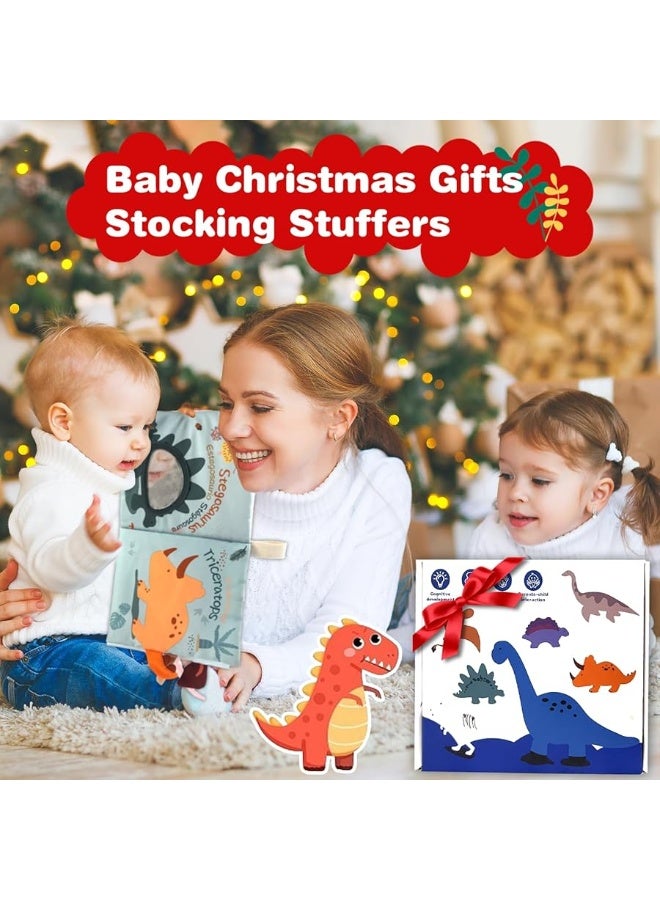 Richgv Baby Books Toys 0-6-12 Months, 3D Touch and Feel Crinkle Cloth Books for Baby Boy Shower Gift, Car Seat &Stroller Toys with Mirror, Maze & Little Dinosaur Newborn Infant Gifts Tummy Time Toys