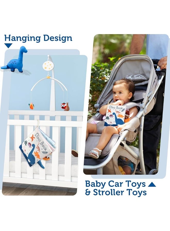 Richgv Baby Books Toys 0-6-12 Months, 3D Touch and Feel Crinkle Cloth Books for Baby Boy Shower Gift, Car Seat &Stroller Toys with Mirror, Maze & Little Dinosaur Newborn Infant Gifts Tummy Time Toys