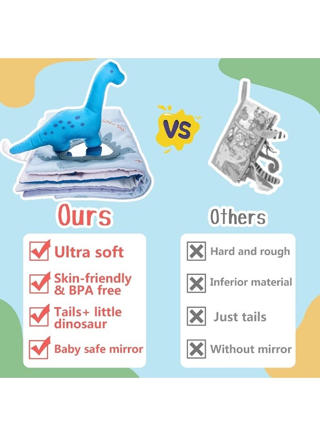 Richgv Baby Books Toys 0-6-12 Months, 3D Touch and Feel Crinkle Cloth Books for Baby Boy Shower Gift, Car Seat &Stroller Toys with Mirror, Maze & Little Dinosaur Newborn Infant Gifts Tummy Time Toys