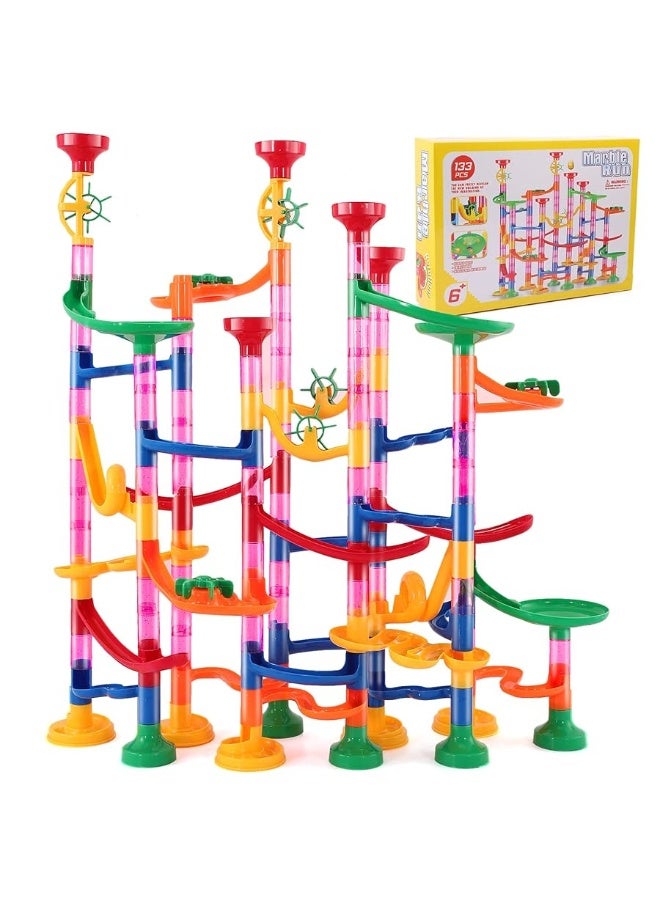 Marble Run Toy133Pcs Marble Runs Building Block Toy SetMarble Maze Track Game for Kids Girls and BoysSTEM Educational Learning Toy for Kids 48  Toddlers