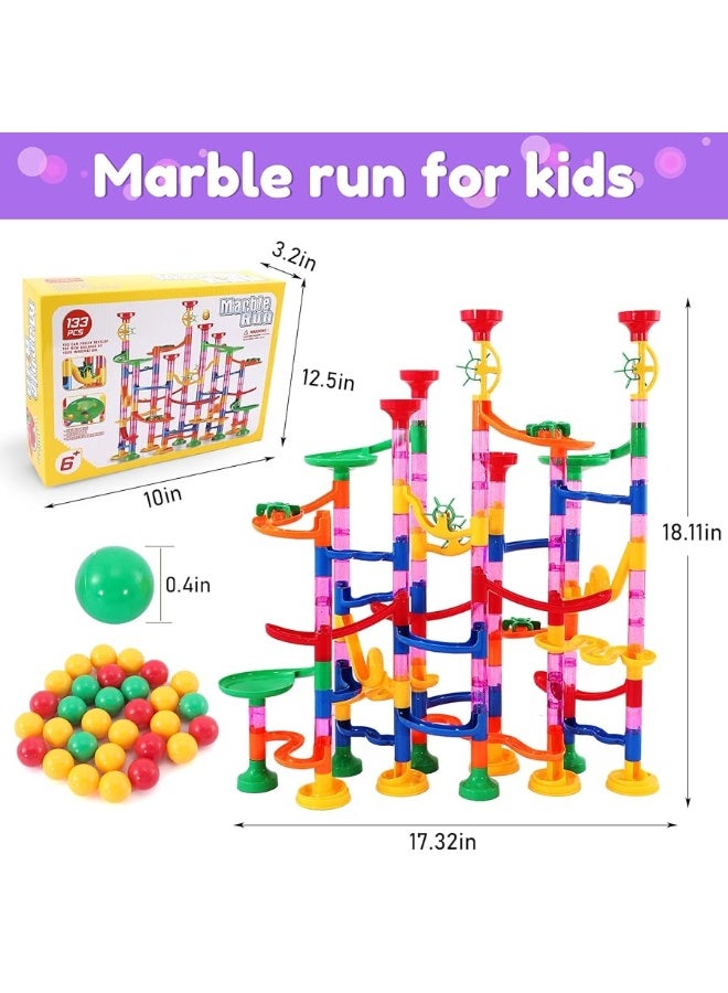 Marble Run Toy133Pcs Marble Runs Building Block Toy SetMarble Maze Track Game for Kids Girls and BoysSTEM Educational Learning Toy for Kids 48  Toddlers