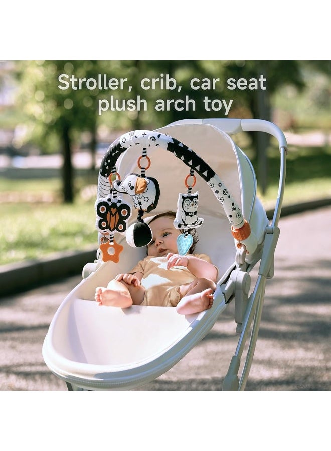 TUMAMA Car Seat Toys for Babies 0-6 Months, Stroller Toys for Infant 0-6 Months, Newborn Sensory Hanging Rattle Arch Toy with Butterfly Elephant Owls,Musical Toy for Baby 6-12 Months