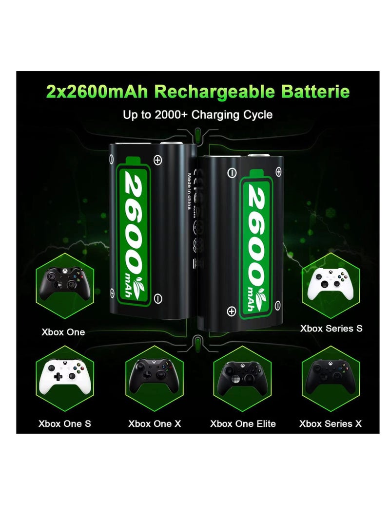 Rechargeable Battery Pack for Xbox One/Xbox Series X|S/Xbox One Elite Controller with 2x2650mAh