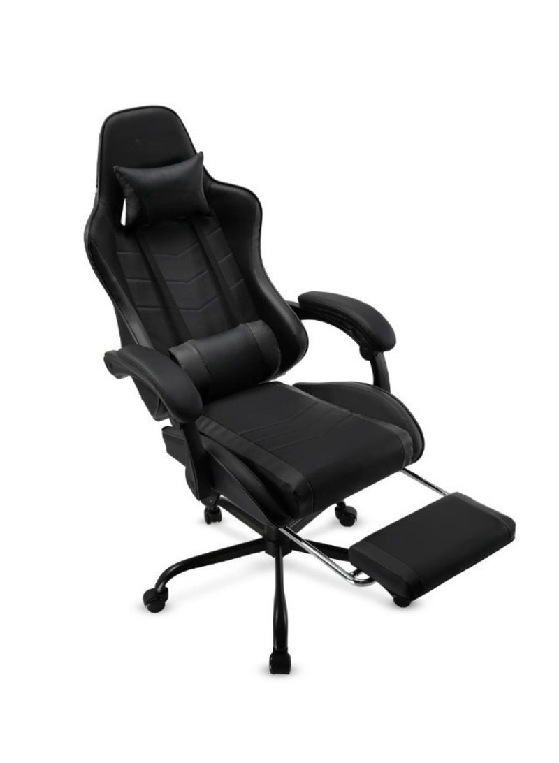 Ergonomic Gaming Chair Heavy Duty Office Throne with Headrest Armrest and Footrest Black