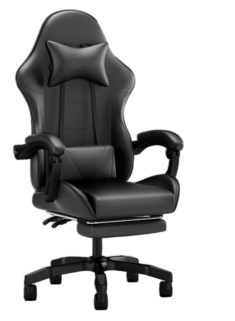 Ergonomic Gaming Chair Heavy Duty Office Throne with Headrest Armrest and Footrest Black