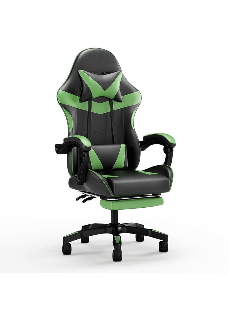 Ergonomic Gaming Chair Heavy Duty Office Throne with Headrest Armrest and Footrest Green