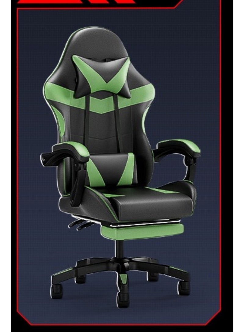 Ergonomic Gaming Chair Heavy Duty Office Throne with Headrest Armrest and Footrest Green