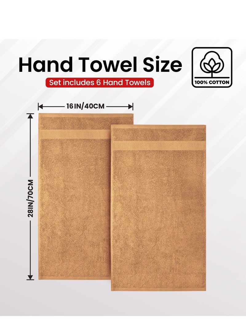 Premium Sand Hand Towels - Pack of 6, 40 x 70 cm Bathroom Hand Towel Set, Hotel & Spa Quality Hand Towels for Bathroom, Highly Absorbent and Super Soft Bathroom Towels by Infinitee Xclusives