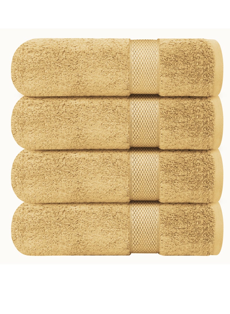 Premium Bath Towels Set Pack of 4-100% Ring Spun Cotton Towels - Beige Bath Towels 68cm x 137cm - Soft Feel, Quick Dry, Highly Absorbent Durable Towels, Perfect for Daily Use by Infinitee Xclusives