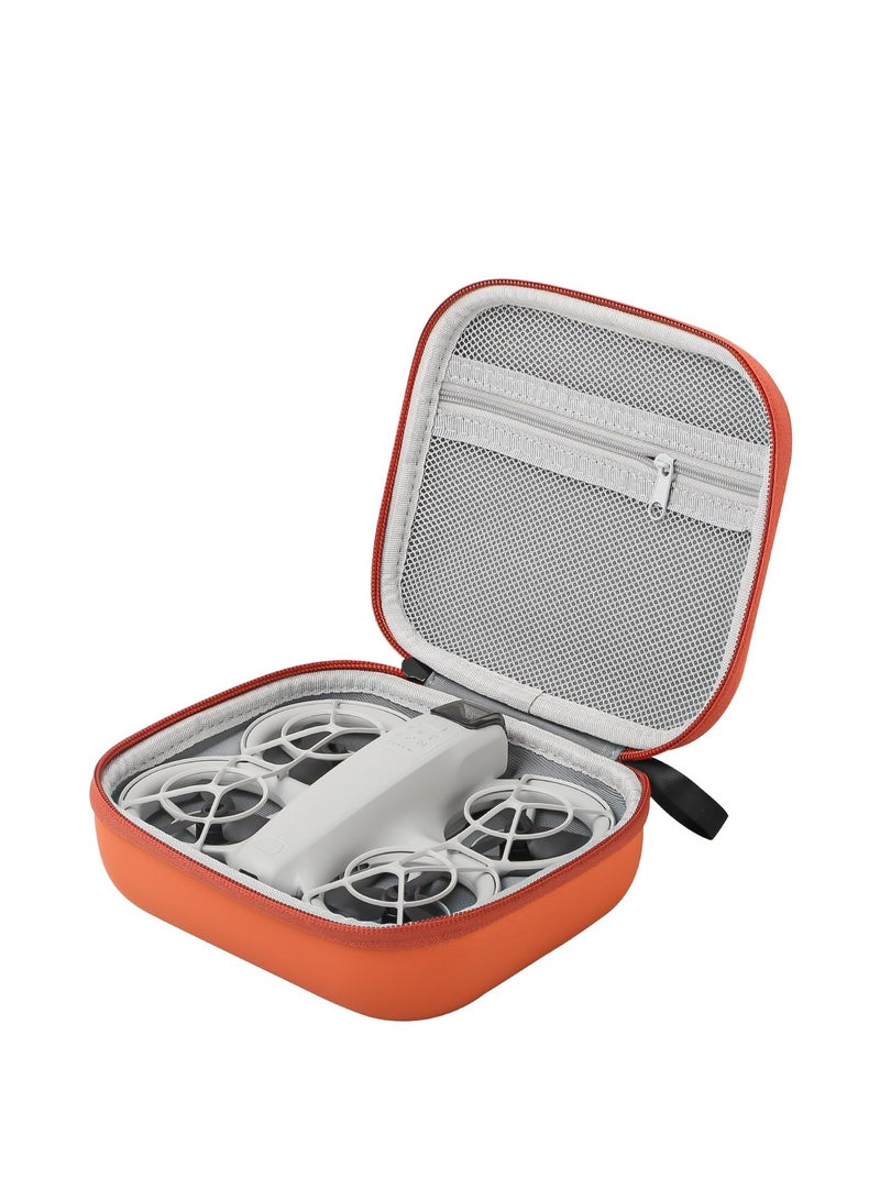 Travel Carrying Case for DJI Neo Hard Mini Storage Case Carry Bag Neo Drone Body Case Waterproof PU Leather EVA Protective Cover Shell Portable Organizer with Carabiner Accessories (Orange)