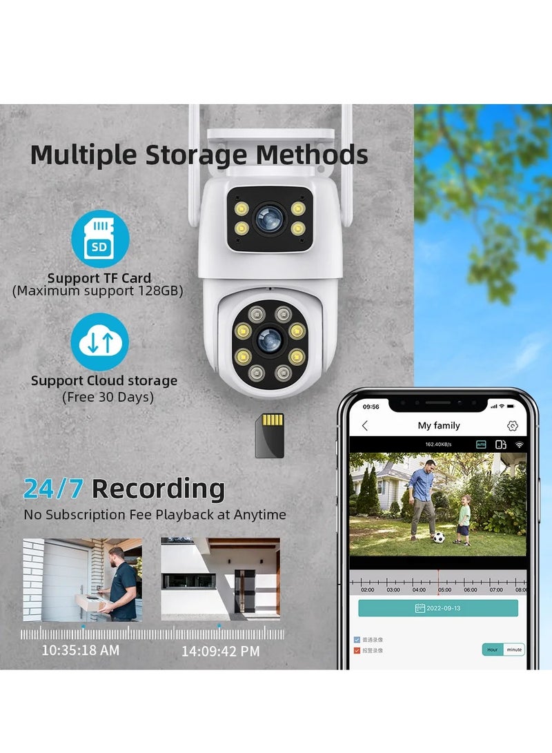 8MP Outdoor Surveillance Camera Dual Lens Dual Screen AI Auto Tracking IP Video Wifi PTZ Camera CCTV Two Way Audio (32G)