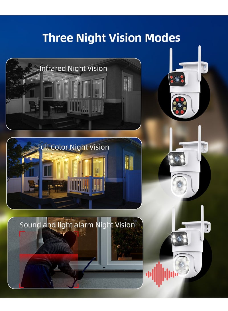 8MP Outdoor Surveillance Camera Dual Lens Dual Screen AI Auto Tracking IP Video Wifi PTZ Camera CCTV Two Way Audio (32G)