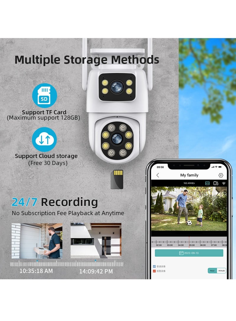 8MP Outdoor Surveillance Camera Dual Lens Dual Screen AI Auto Tracking IP Video Wifi PTZ Camera CCTV Two Way Audio (32G)