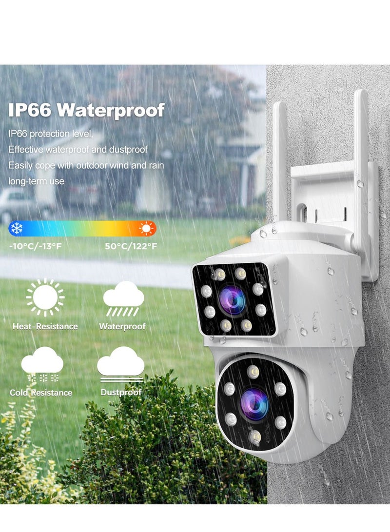 SriHome  3K Security Camera Outdoor, Dual Lens PTZ Wireless Outdoor Cameras for Home Security , IP66 Waterproof, AI Tracking,  Color Night, 2-Way Audio Talking, 24/7 Record,SD/Cloud