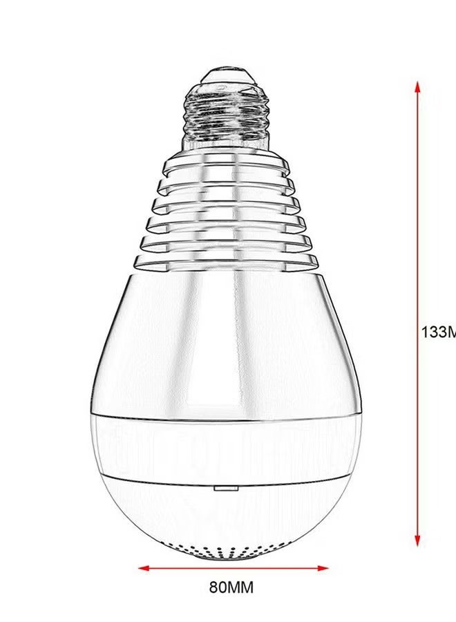 360 Degree Panoramic Camera Light Bulb with Built-in Microphone, 1080P HD, Wi-Fi Security Camera with Night Vision, Motion Detection, and Two-Way Audio