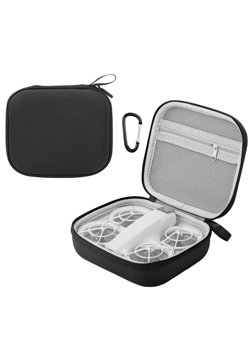 Travel Carrying Case for DJI Neo Hard Mini Storage Case Carry Bag Neo Drone Body Case Waterproof PU Leather EVA Protective Cover Shell Portable Organizer with Carabiner Accessories (Black)