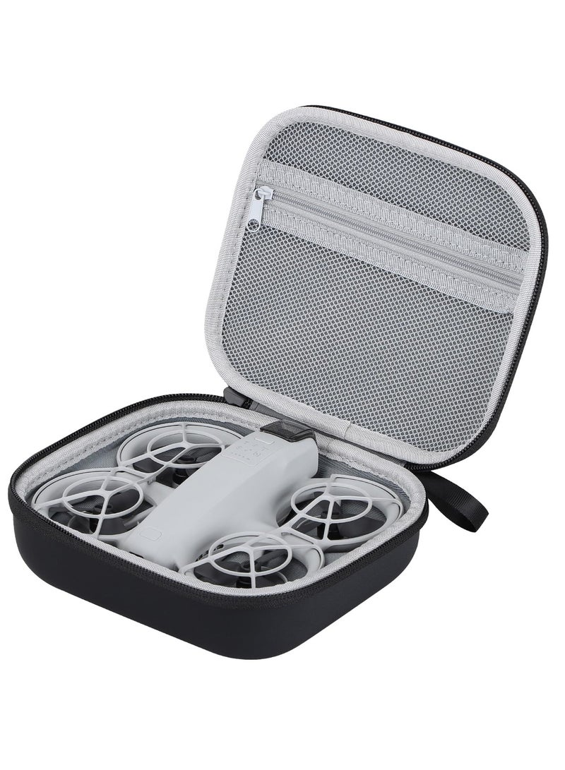 Travel Carrying Case for DJI Neo Hard Mini Storage Case Carry Bag Neo Drone Body Case Waterproof PU Leather EVA Protective Cover Shell Portable Organizer with Carabiner Accessories (Black)