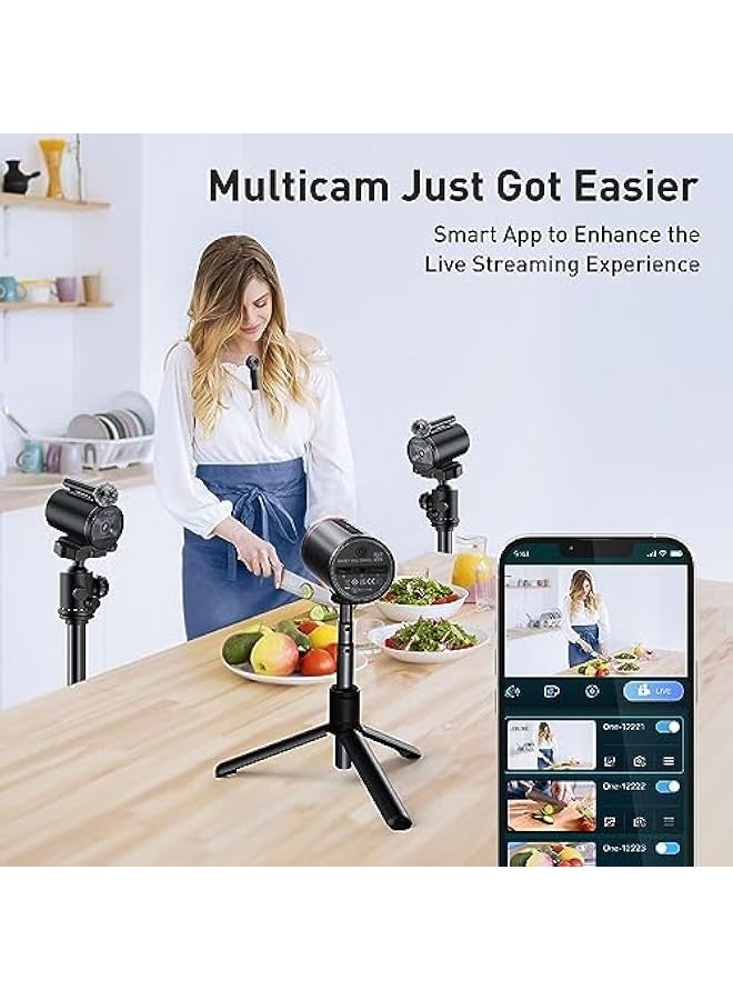 Streamcam One Wireless Streaming Camera, 1080P HD Webcam with Sony Sensor, Multi-cam support, 1 Detachable Mic & 2 Built-in Noise Reduction Mics, 8H Streaming Battery for Youtube/Twitch/Facebook