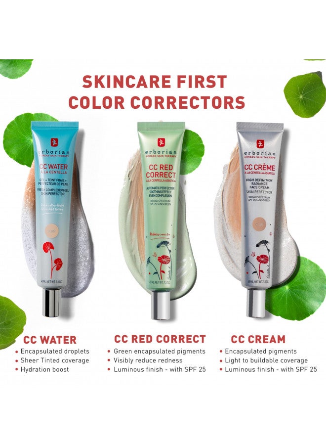 Erborian Color Correcting CC Cream with Centella Asiatica, Tan (Dore) - Light Multi-Purpose Facial Concealer with Illuminating Finish Soothes & Hydrates - SPF Korean Skincare Skin Perfector - 1.5 Oz