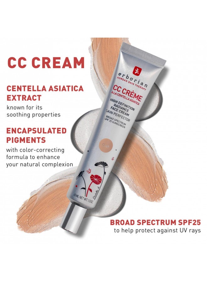 Erborian Color Correcting CC Cream with Centella Asiatica, Tan (Dore) - Light Multi-Purpose Facial Concealer with Illuminating Finish Soothes & Hydrates - SPF Korean Skincare Skin Perfector - 1.5 Oz