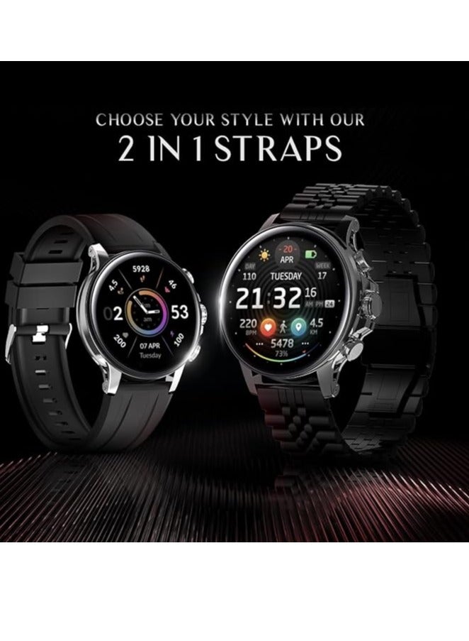 Faster Nerv Watch 3 Pro SE- Smart Watch Super Retina with Always On Display- Watch for Men and Women 1.6 Inches Amoled Screen- 100 Plus Dynamic Faces (1x Chain Straps + 1x Silicon Straps)