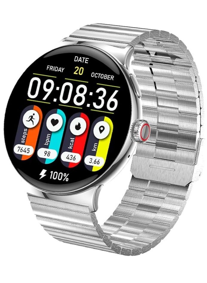 Faster Nerv Watch 4 Pro – 1.43-Inch AMOLED Display Smartwatch with 7-10 Days Battery, Premium Health and Fitness Tracking, Stylish Zinc Alloy Chain Locket, Smart Watch for Men and Women